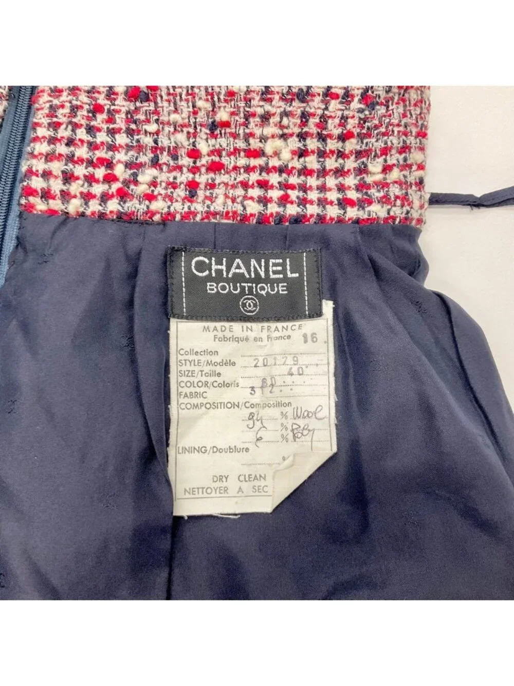Chanel Skirt Wool Tweed Mid Red